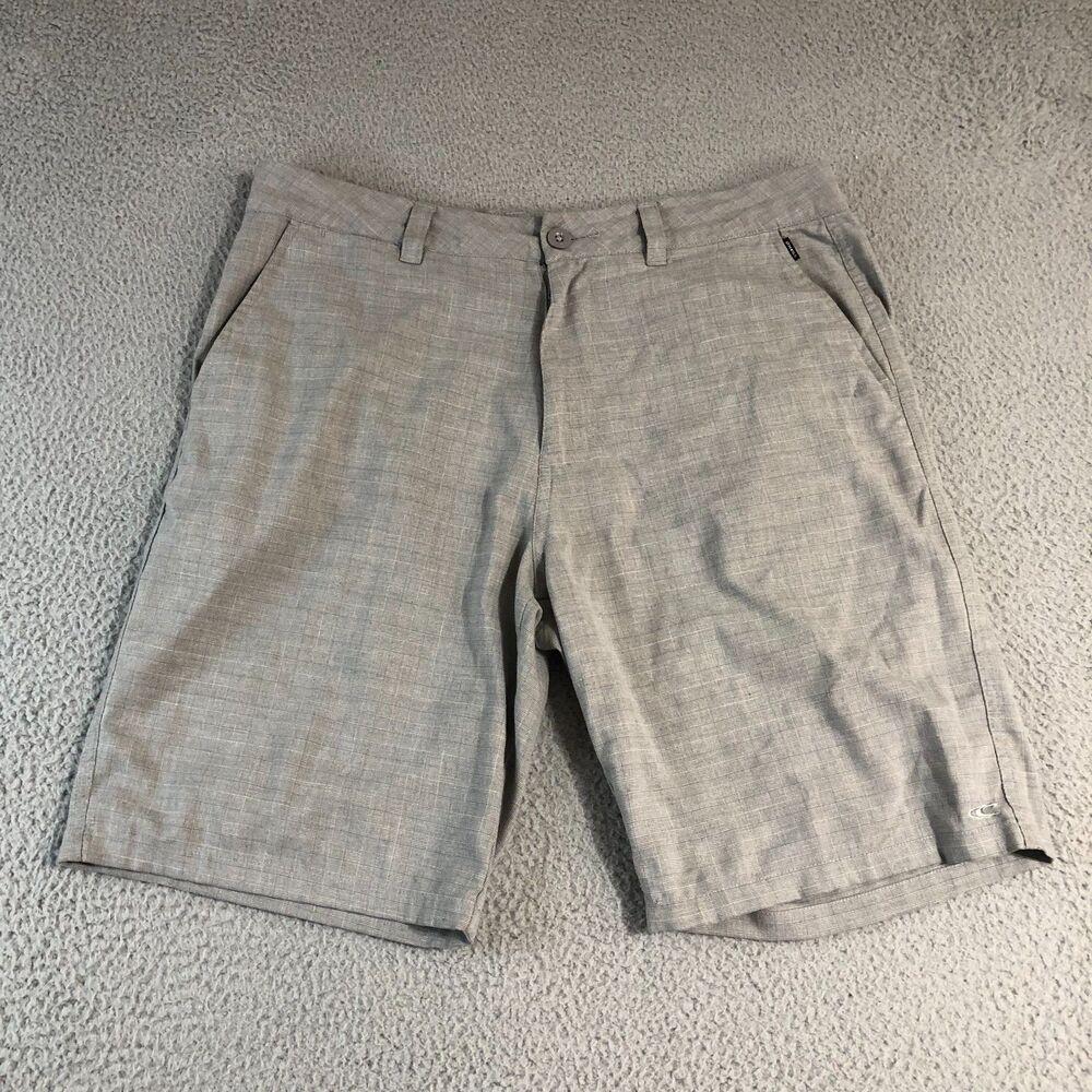 Oneill Shorts Mens 34 Gray Chino Preppy Golf Khaki Skater Surfer Sports 10"